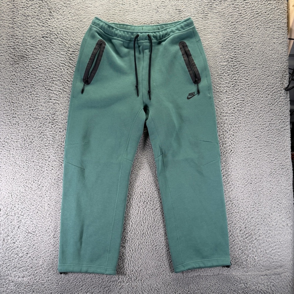 Nike Sportswear Tech Fleece Pants Mens L Green Cotton Track Straight Training